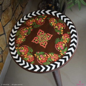 Handpainted Wooden Mughal Floral Motifs Peg Table