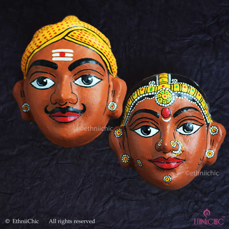 Handmade Brown Cheriyal Mask Modified - Wall Decor