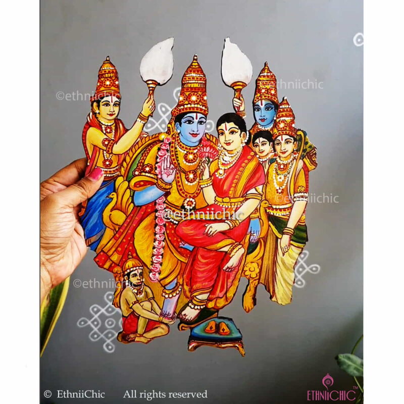 Wooden Hand Painted Cut-out of  Ram Darbar