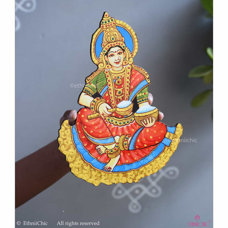 Goddess Annapoorna Hand painted Wooden Cut Out