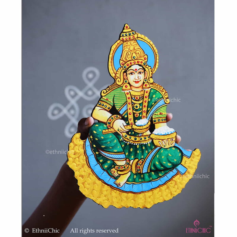 Goddess Annapoorna Hand painted Wooden Cut Out