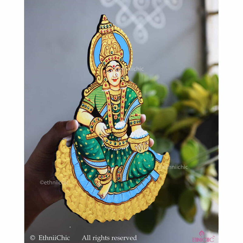 Goddess Annapoorna Hand painted Wooden Cut Out