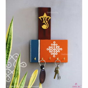 Kolam Hand-Painted Wooden Key Holder