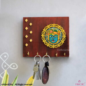 Pichwai Sreenathji Hand-Painted Wooden Key Holder