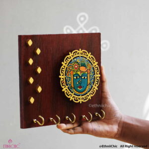 Pichwai Sreenathji Hand-Painted Wooden Key Holder