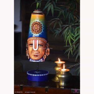 Wooden Hand Painted Balaji Head on stand - 22"