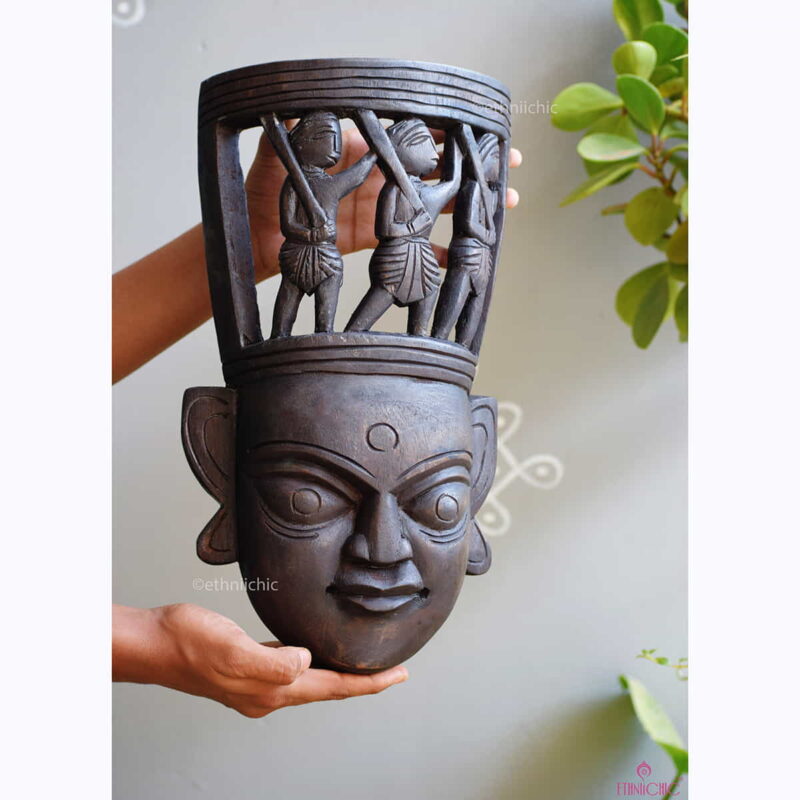 Wooden Hand carved Gambhira Tribal Wall Mask